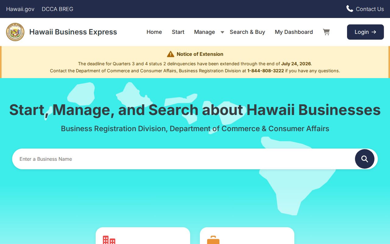 Hawaii Business Express entity search for Hawaii County filed roles